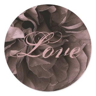 DUSTY PLUM Frilly Rose LOVE Wedding Envelope Seal