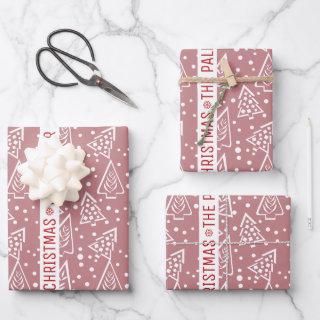 Dusty rose and white Christmas trees red name   Sheets