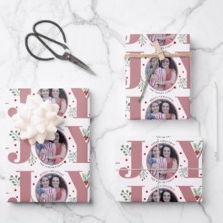 Dusty rose Joy and berries Christmas holiday photo  Sheets