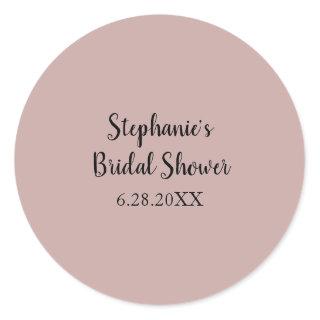 Dusty Rose Wedding Custom Light Pink Bridal Shower Classic Round Sticker