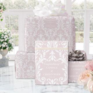 Dusty Rose White Damask Add Name & Congratulations