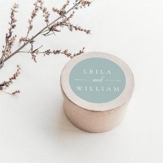 Dusty Sage Personalized Wedding Classic Round Sticker