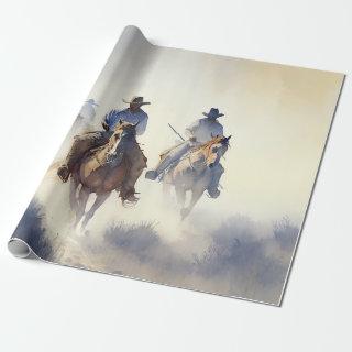 Dusty Western Watercolor “Posse - The Chase”