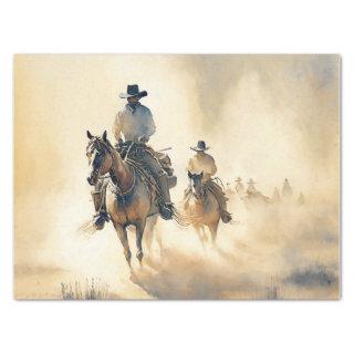 Dusty Western Watercolor ‘Riders in the Dawn’  Tissue Paper