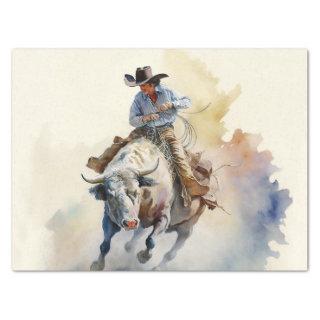 Dusty Western Watercolor “Rodeo Bull Rider”   Tissue Paper