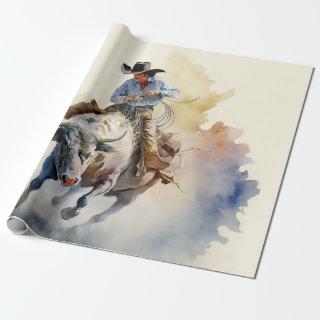 Dusty Western Watercolor “Rodeo Bull Rider”