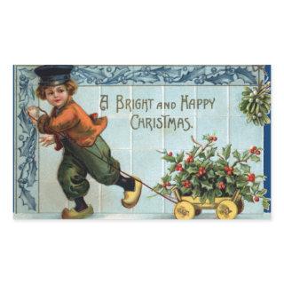 Dutch Boy Vintage Christmas Rectangular Sticker
