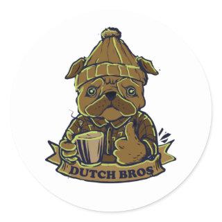 Dutch Bros Coffee Dog Classic Round Sticker