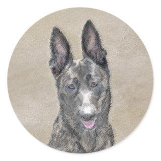Dutch Shepherd Painting - Cute Original Dog Art Classic Round Sticker