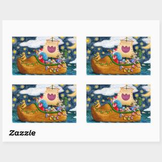 DUTCH SHOE SANTA SHIP, ICEBERGS, WHALE, TEDDY BEAR RECTANGULAR STICKER