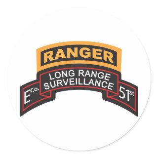 E Co 51st Infantry LRS Scroll, Ranger Tab Classic Round Sticker