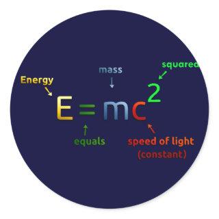 E = MC^2. E equals MC Squared Classic Round Sticker