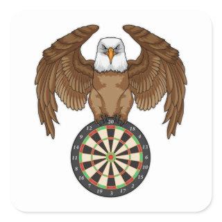 Eagle at Darts with Dartboard Square Sticker