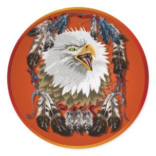 Eagle Dreamcatcher-Stickers Classic Round Sticker