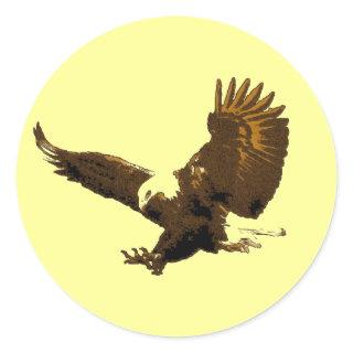 Eagle Landing Classic Round Sticker