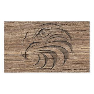 Eagle Relief Carving On Exotic Hardwood Rectangular Sticker