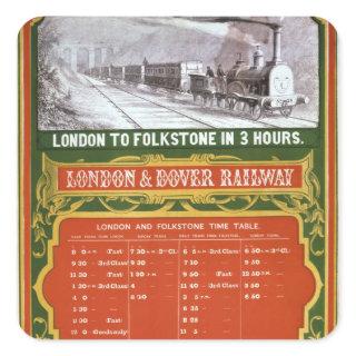 Early timetable for the London to Dover Railway Square Sticker