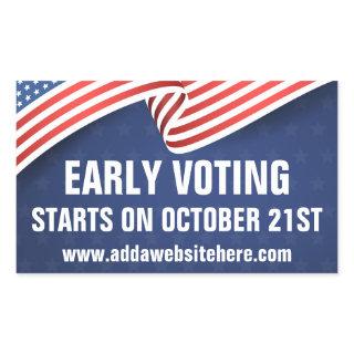 Early Voting American Flag Election Dates Rectangular Sticker