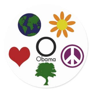 Earth, Flower, Peace, Tree, Love, Obama Sticker