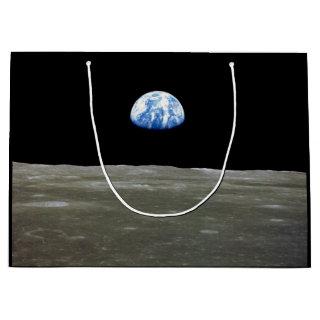 Earth from Moon in Black Space: Earthrise Large Gift Bag
