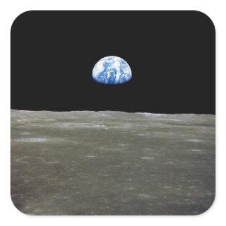 Earth from Moon in Black Space: Earthrise Square Sticker