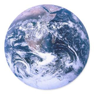 Earth Globe World Blue  Classic Round Sticker