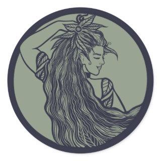 Earth Goddess Green Witch Pagan Druid Witches      Classic Round Sticker