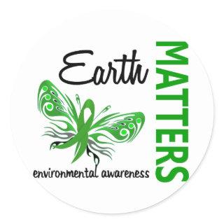 Earth Matters Butterfly Environmental Awareness Classic Round Sticker