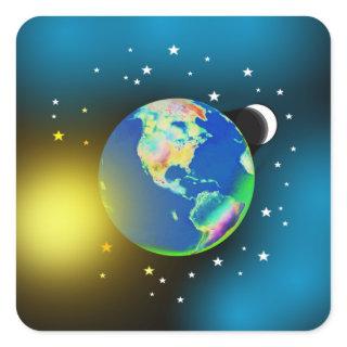 Earth, Sun and Moon Stickers