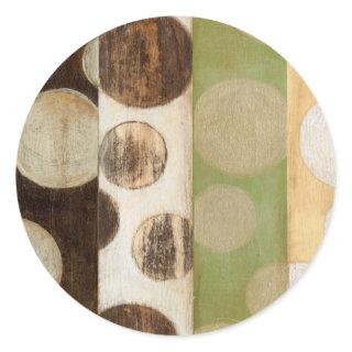 Earth Tone Wood Panel Painting with Circles Classic Round Sticker