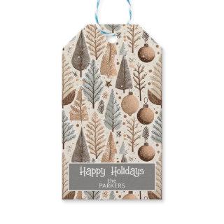 Earth Tones Christmas Pattern#25 ID1009 Gift Tags