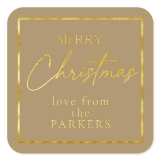 Earth Tones Gold Merry Christmas ID1009 Square Sticker