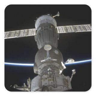 Earth's limb intersects a Soyuz spacecraft Square Sticker