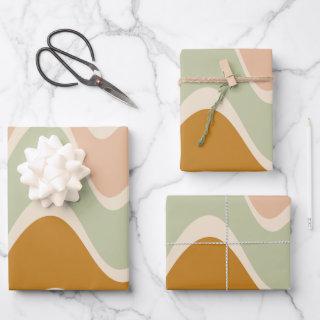 Earthy Boho Abstract Wavy Swirl Lines in Pastels  Sheets