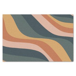 Earthy Boho Abstract Wavy Swirl Lines Terracotta  Tissue Paper