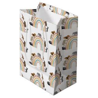 Earthy Colors Rainbow Jungle Animals Pattern Medium Gift Bag
