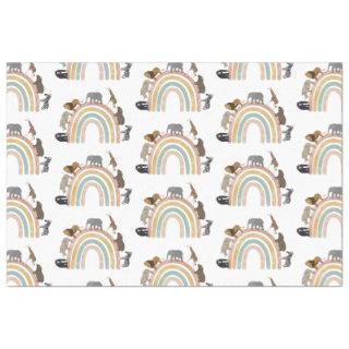 Earthy Colors Rainbow Jungle Animals Pattern  Tissue Paper