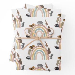 Earthy Colors Rainbow Jungle Animals Pattern  Sheets
