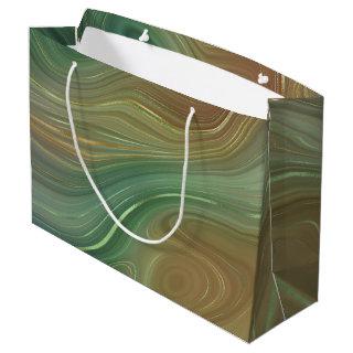 Earthy Emerald Strata | Green and Golden Ink Agate Large Gift Bag