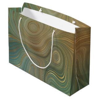 Earthy Olive Strata | Green and Gold Ink Agate Large Gift Bag