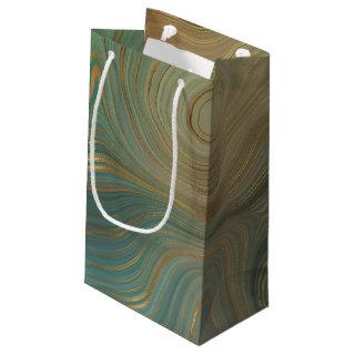Earthy Olive Strata | Green and Gold Ink Agate Small Gift Bag