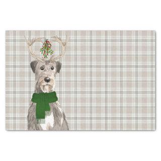 Earthy Plaid and Irish Wolfhound Dog Christmas  Tissue Paper