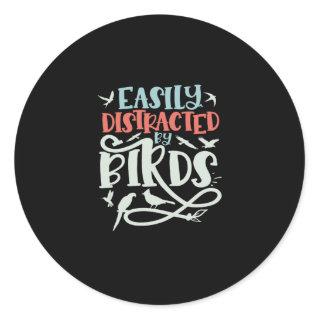 Easily Distracted By Birds, Birdwatching Classic Round Sticker