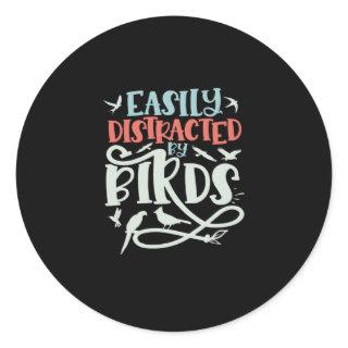 Easily Distracted By Birds, Birdwatching Classic Round Sticker