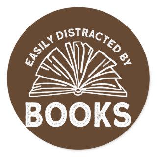 Easily Distracted By Books To Read Bookworm Classic Round Sticker