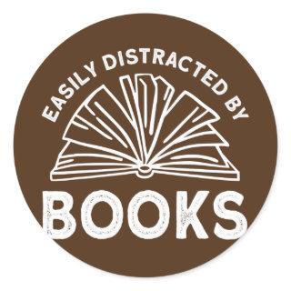 Easily Distracted By Books To Read Bookworm Classic Round Sticker