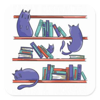 Easily Distracted By Cats And Book - Bookworm Cat  Square Sticker