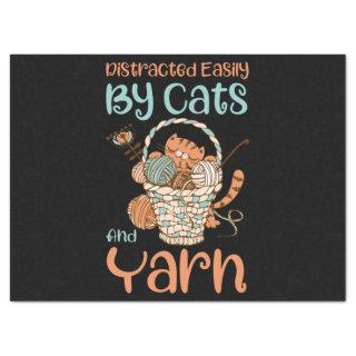 Easily Distracted By Cats And Yarn Knitting Yarn Tissue Paper