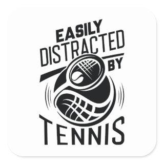 Easily Distracted By Tennis Square Sticker