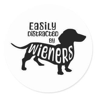 Easily Distracted by Wieners Classic Round Sticker